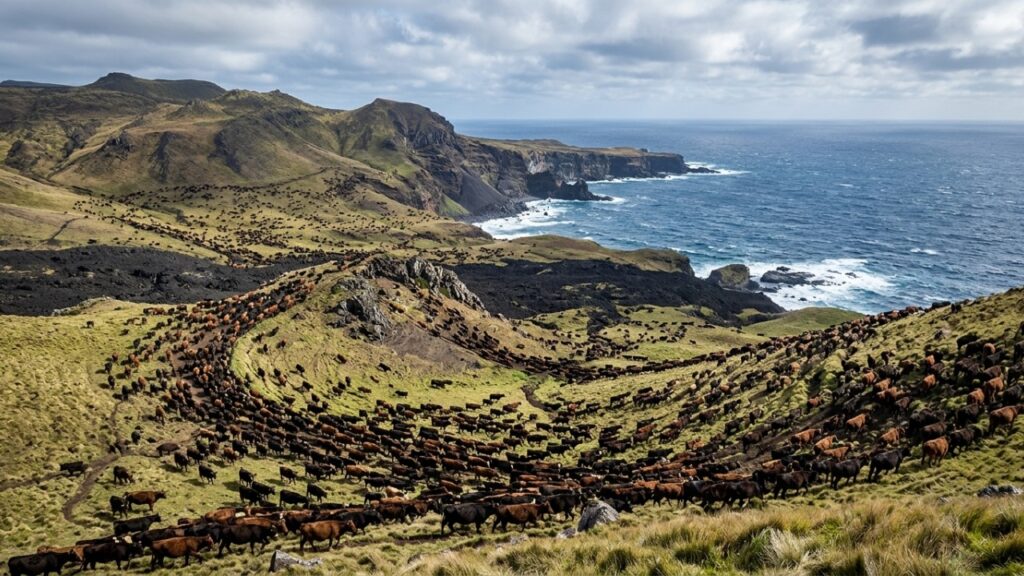 Cinco vacas deixadas em uma ilha em 1871 se multiplicaram por mais de um século e deram origem a um rebanho de quase 2 mil animais que intrigou a ciência