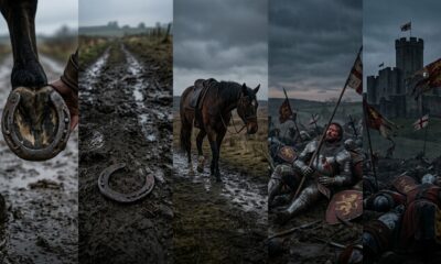 Provérbio inglês do dia: "Por falta de um prego perdeu-se a ferradura, por falta da ferradura perdeu-se o cavalo, por falta do cavalo perdeu-se o cavaleiro, por falta do cavaleiro perdeu-se a batalha e por falta da batalha perdeu-se o reino" — um ditado que ensina sobre negligência e como pequenos descuidos derrubam construções inteiras