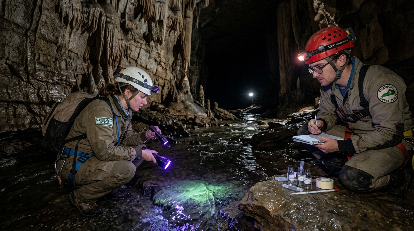 Eles despejaram corante fluorescente no solo e seguiram seu rastro. O que encontraram mudou para sempre o mapa da caverna mais longa do mundo