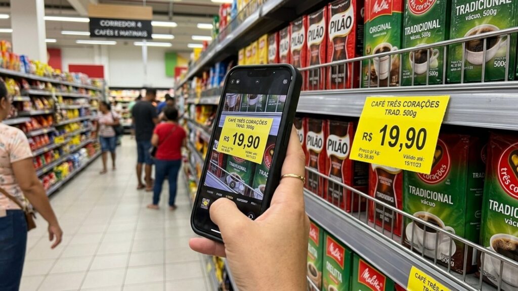Consumidor escolhe produto anunciado por R$ 19,90 na prateleira, mas encontra cobrança de R$ 29,90 no caixa e descobre que não precisa aceitar o preço maior