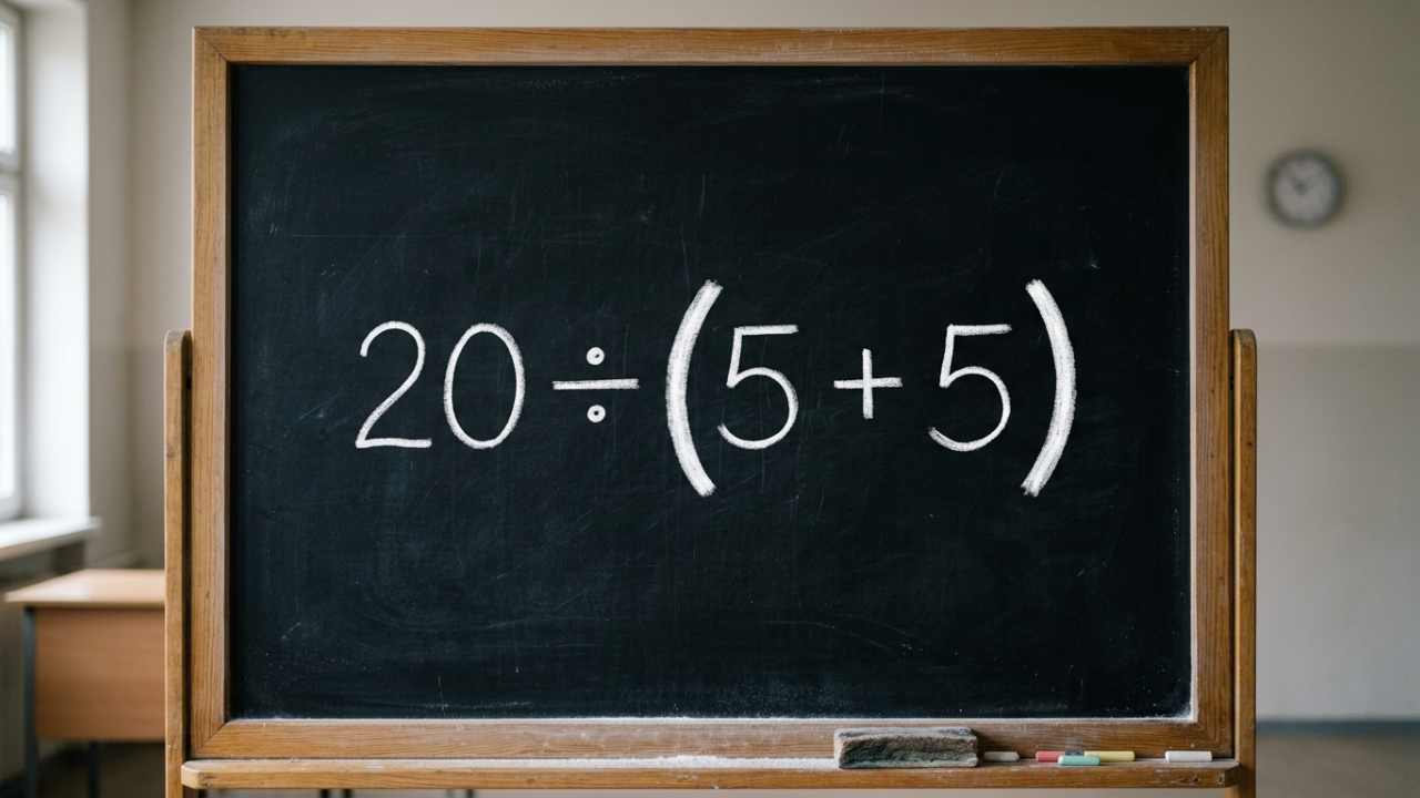 Parece fácil, mas muita gente erra por causa dos parênteses, quanto é 20 ÷ (5 + 5)?