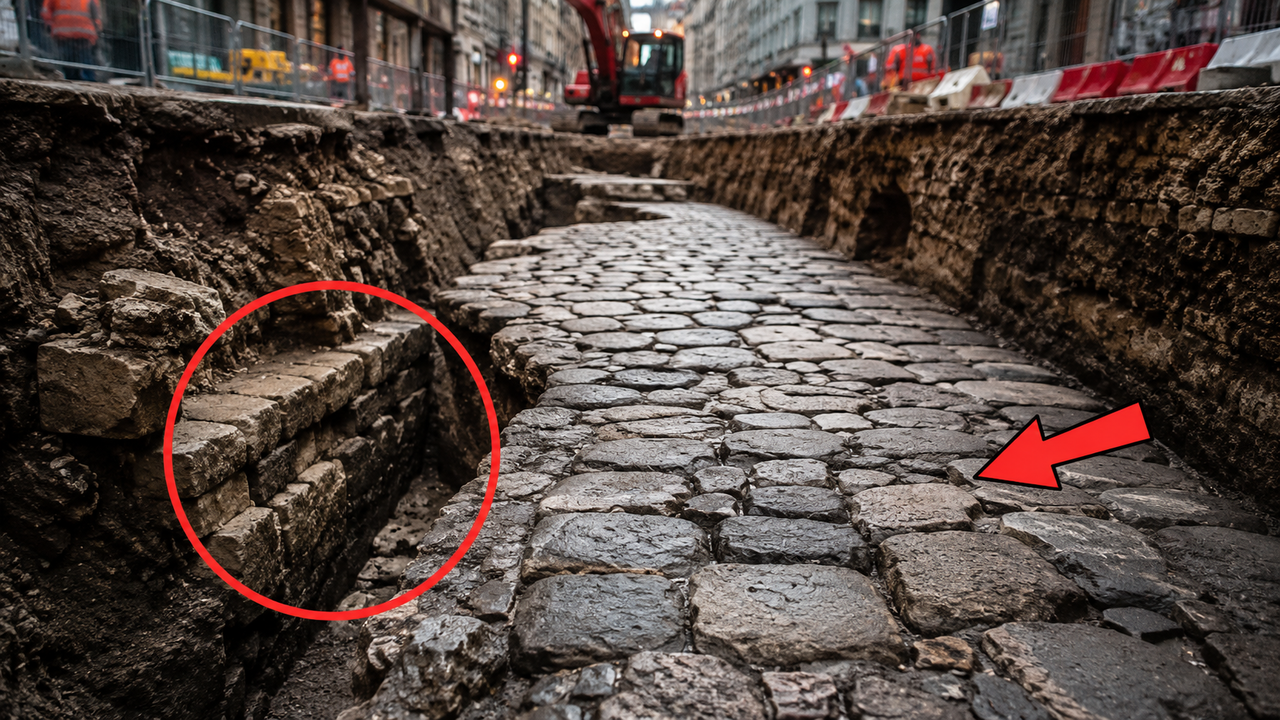 Arqueólogos que escavavam para uma nova estação desenterraram uma estrada romana de 30 metros preservada sob a cidade desde o século II