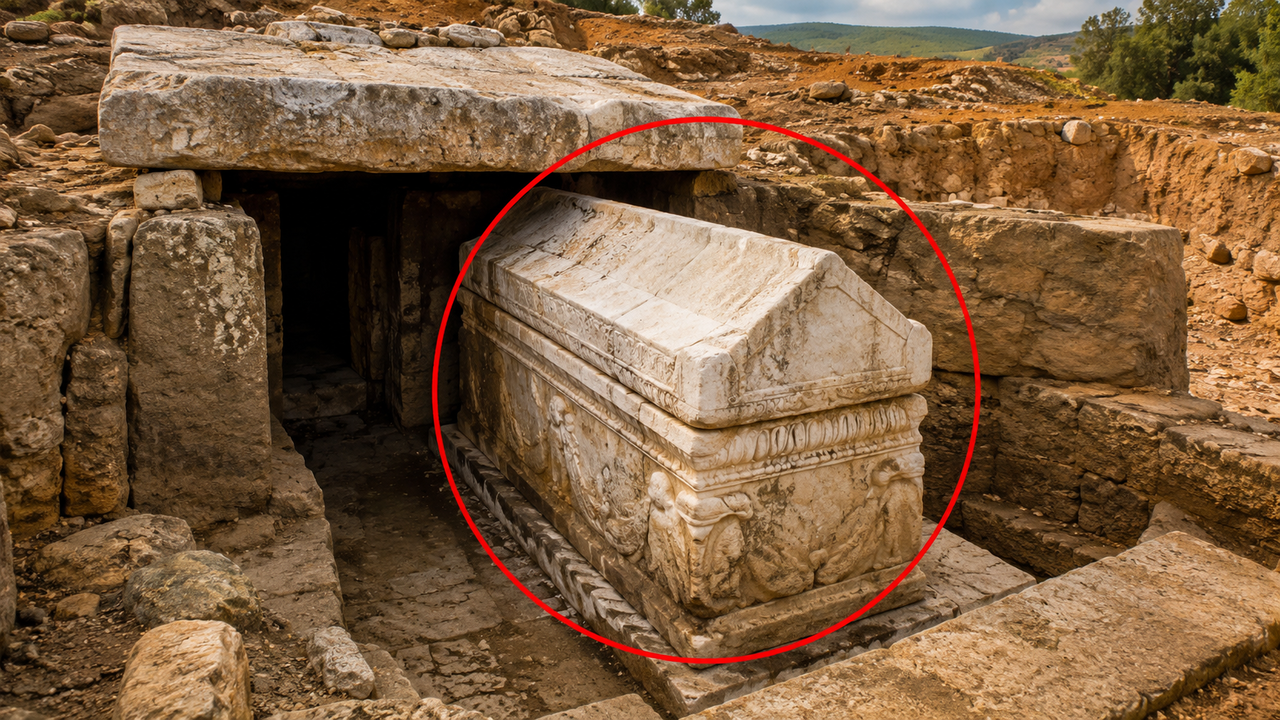 Sarcófago romano de 3 toneladas é encontrado intacto após permanecer selado por mais de 1.500 anos sob uma antiga vila