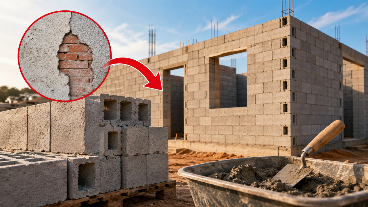 Levantei uma casa de 3 quartos em 8 meses usando blocos estruturais em vez de tijolo comum, economizei R$ 28 mil só em reboco e ainda ganhei 3 semanas de prazo