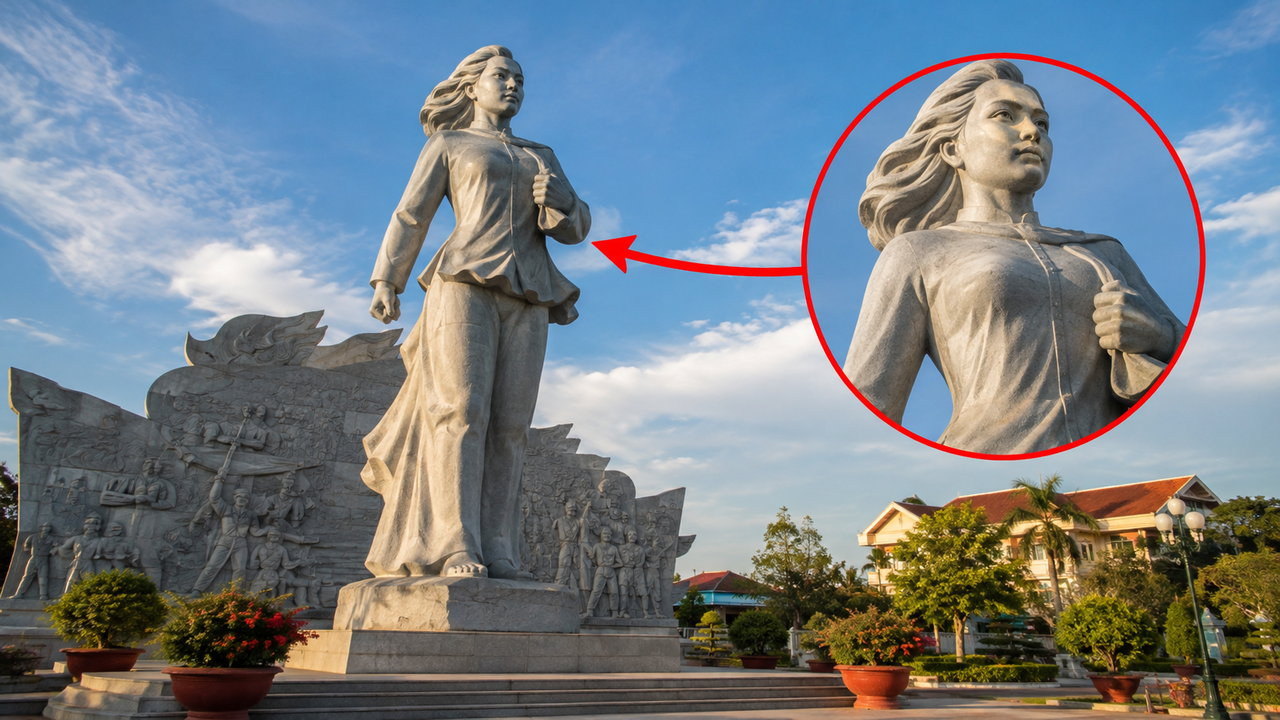 Estátua de Le Thi Rieng passa dos 8 metros e homenageia uma figura histórica de Bac Lieu