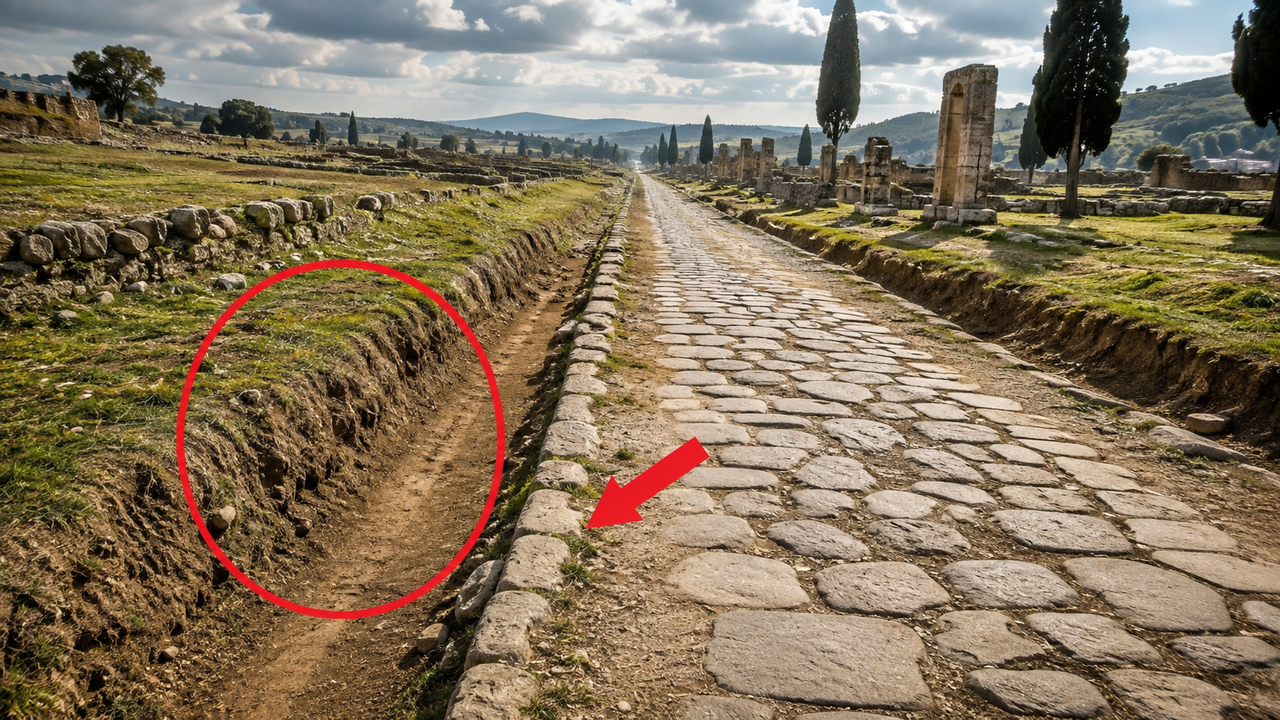 Estradas romanas tinham uma faixa de até 20 metros marcada por valas laterais e o motivo chama atenção