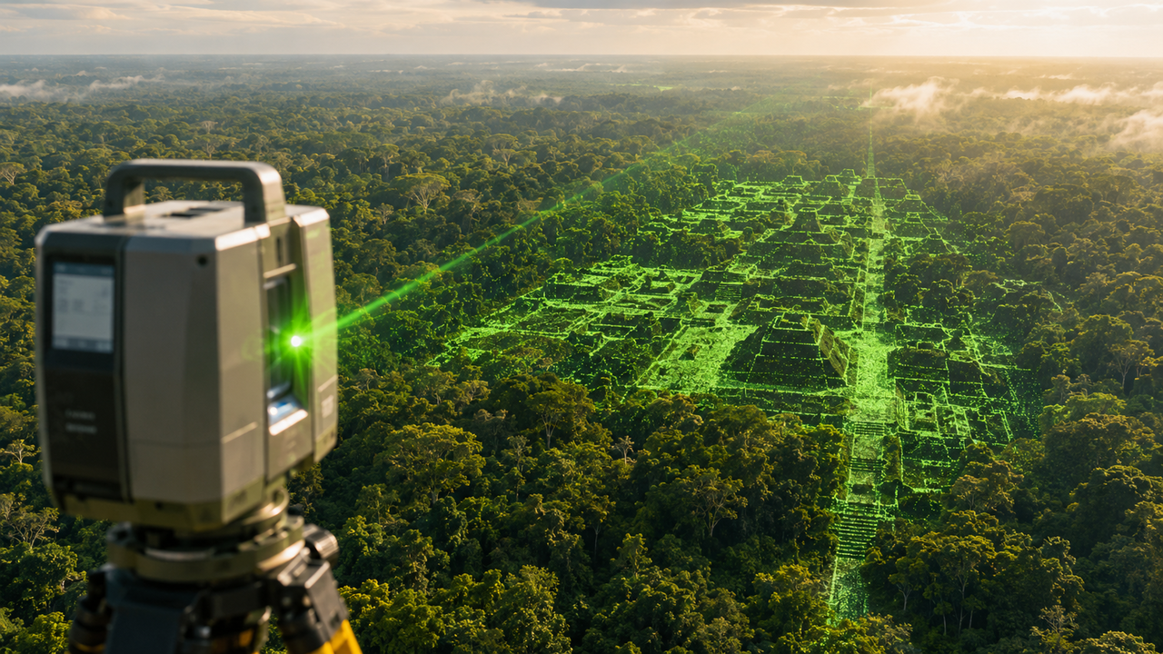 Mapeamentos a laser revelaram estruturas pré-colombianas escondidas pela vegetação, incluindo vias, canais e áreas urbanas ligadas por redes regionais na Amazônia antiga