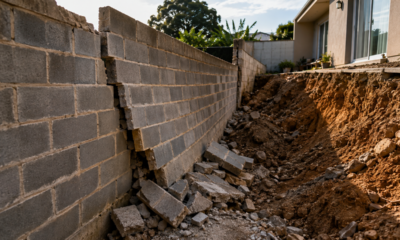 Morador usa o muro construído pelo vizinho para ampliar a área do quintal, a estrutura cede e o espaço precisa ser reconstruído