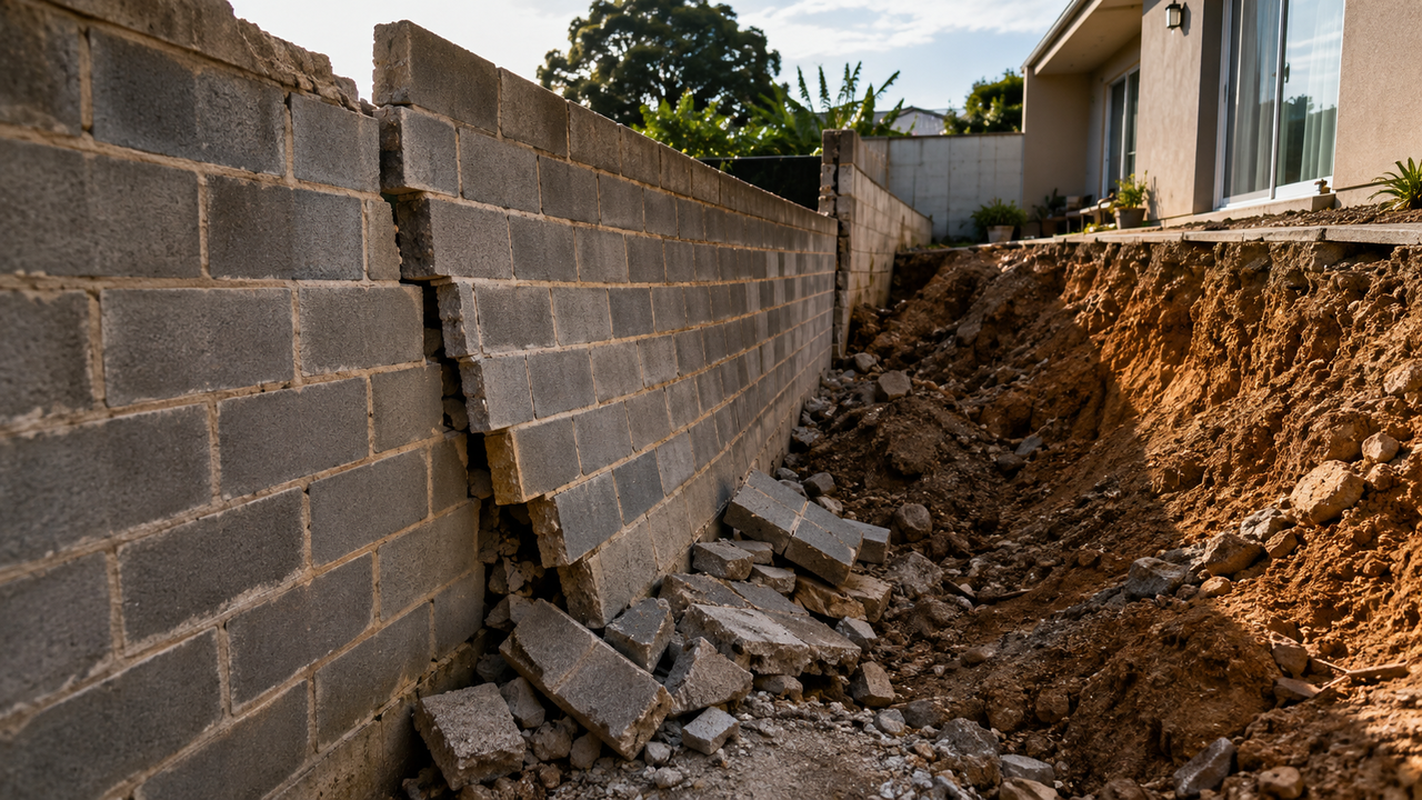 Morador usa o muro construído pelo vizinho para ampliar a área do quintal, a estrutura cede e o espaço precisa ser reconstruído