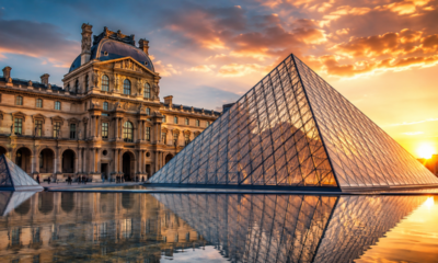 Construído no século XX para abrigar importantes exposições históricas, o Museu do Louvre utiliza elementos arquitetônicos e estruturas monumentais para representar a história da França
