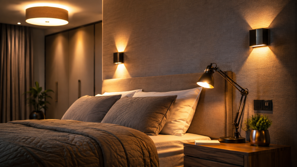 O que escolher para iluminar o quarto: luminária de cabeceira, plafon ou arandela? Cada uma muda a sensação do ambiente e pode incomodar no lugar errado