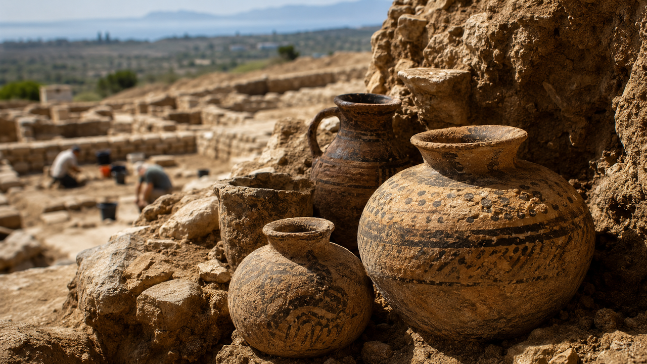Cerâmica minoica de grande valor é encontrada preservada após permanecer escondida por mais de 3.000 anos sob uma antiga construção