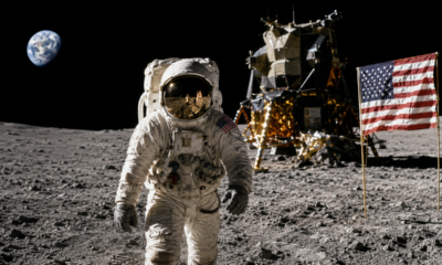 Em 1969, a NASA enviou três astronautas à Lua para testar a sobrevivência humana em outro mundo; A missão Apollo 11 realizou a primeira caminhada humana na superfície lunar