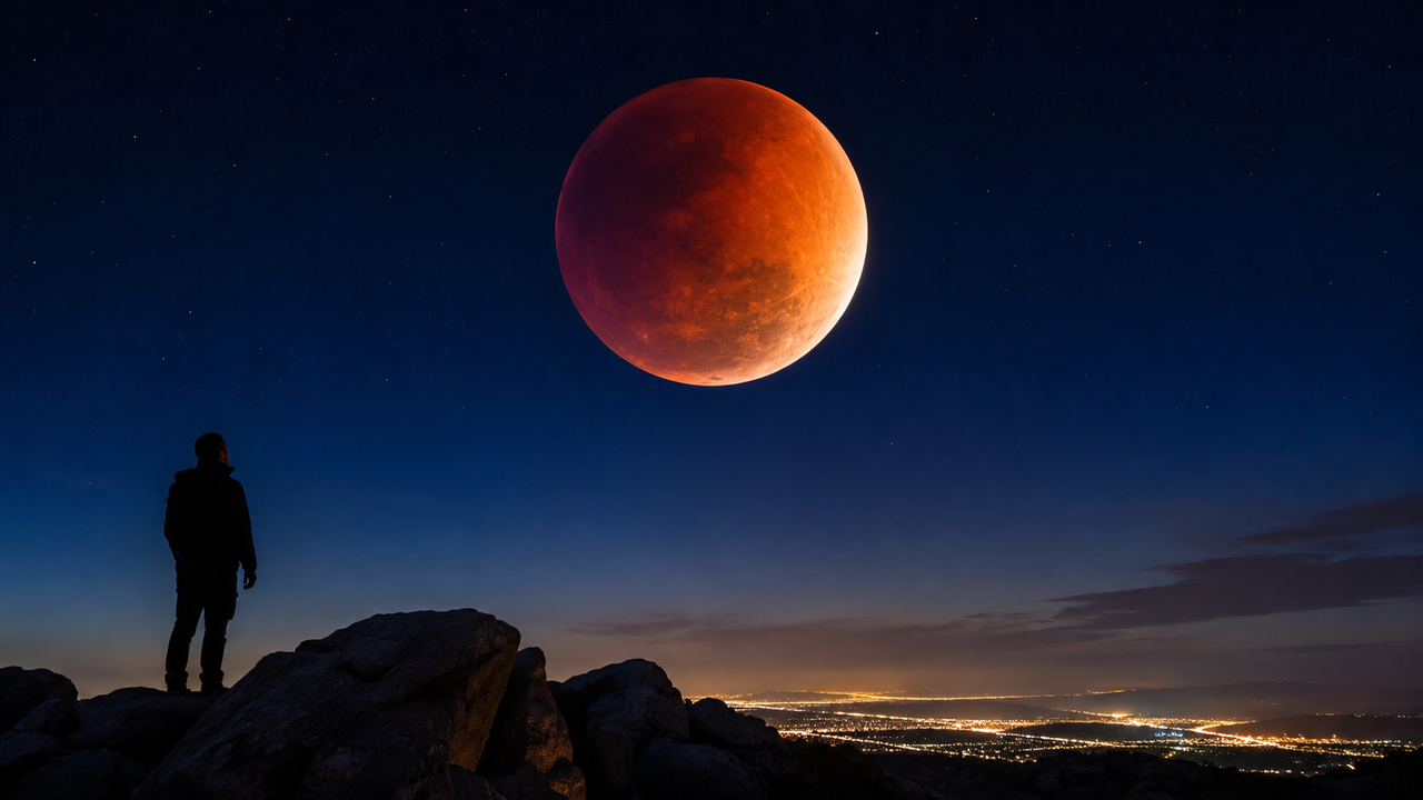 Lua se preparando para ficar vermelha enquanto raro eclipse lunar parcial toca os céus na sexta-feira