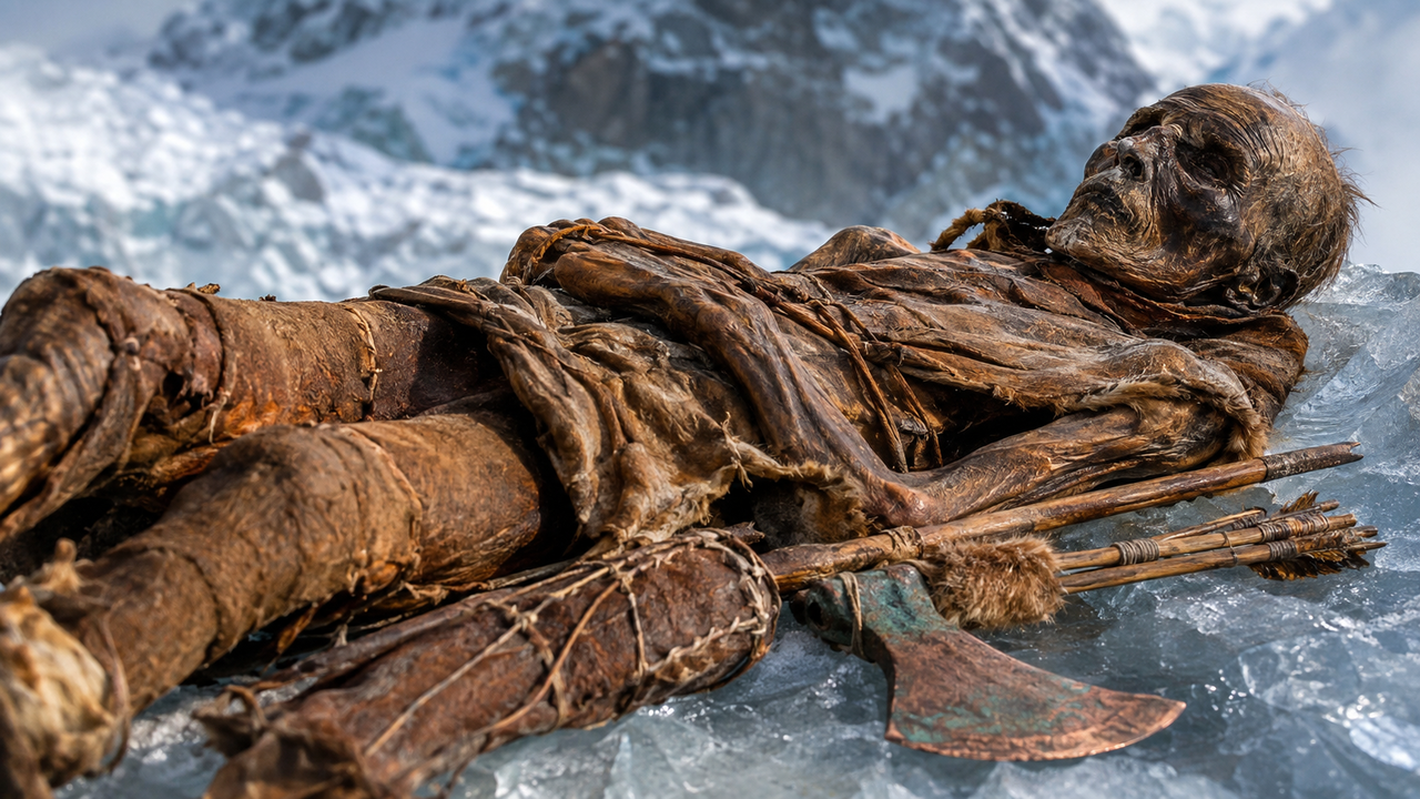 A múmia encontrada no gelo dos Alpes há mais de 5 mil anos com roupas, ferramentas e objetos pessoais preservados