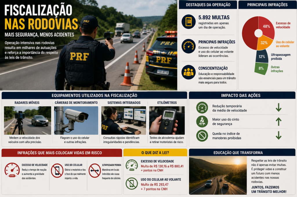 Operação de Fiscalização Rodoviária distribui 5.924 multas em um único dia