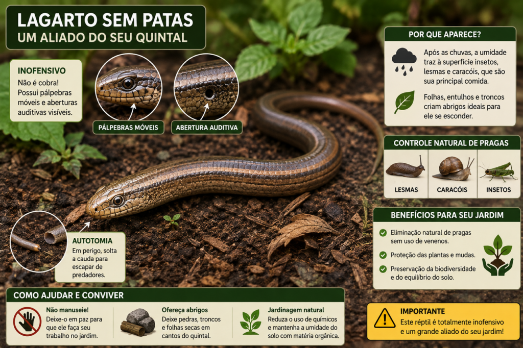 As pessoas frequentemente a consideram uma cobra e a matam por medo. Na verdade, ajuda a eliminar lesmas no jardim