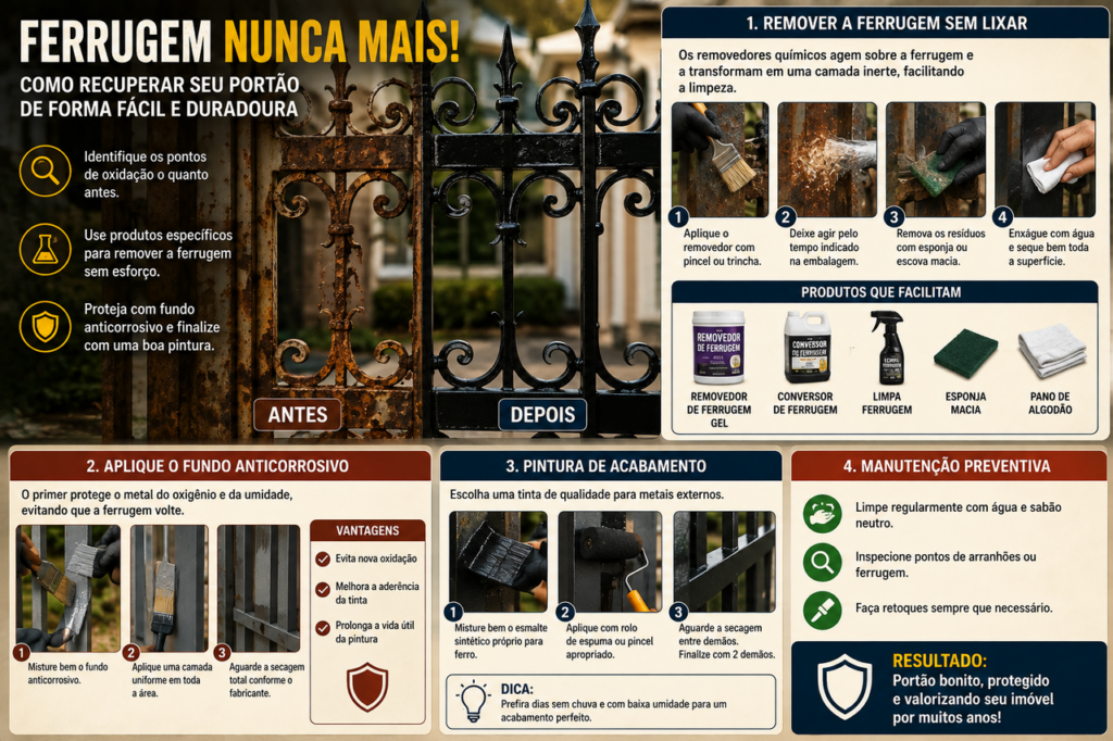 Serralheiro mostra como remover ferrugem de portões de ferro sem lixar completamente