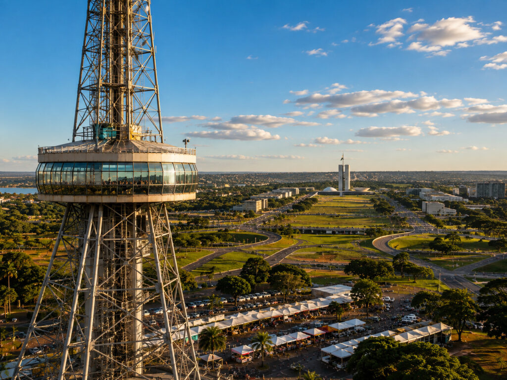 Inaugurada em 1973 como homenagem aos pioneiros da aviação, a Torre de TV de Brasília tornou-se um dos maiores símbolos da capital federal e da arquitetura moderna