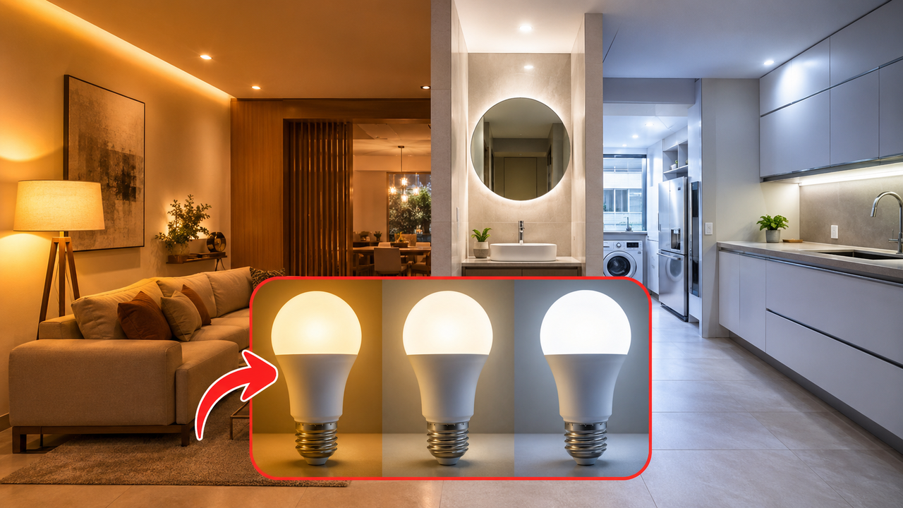 O que escolher para iluminar a casa: lâmpada branca, amarela ou neutra? Cada uma muda a sensação do ambiente e pode incomodar no lugar errado
