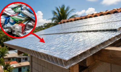 Adeus ao telhado de fibrocimento: caixinhas de leite recicladas viram cobertura resistente e ajudam a reduzir o calor dentro de casa