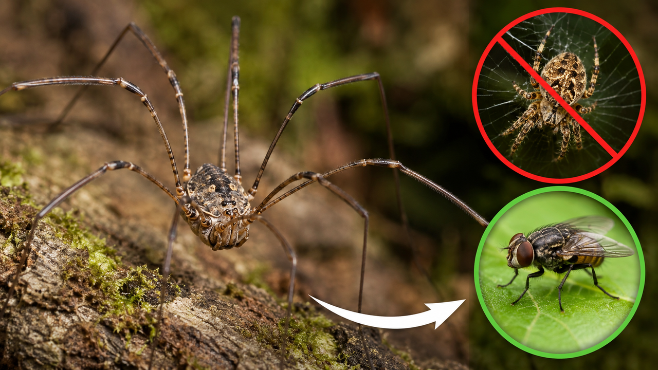 Confundida com uma aranha venenosa, essa espécie inofensiva pode ser uma das maiores aliadas no combate às moscas
