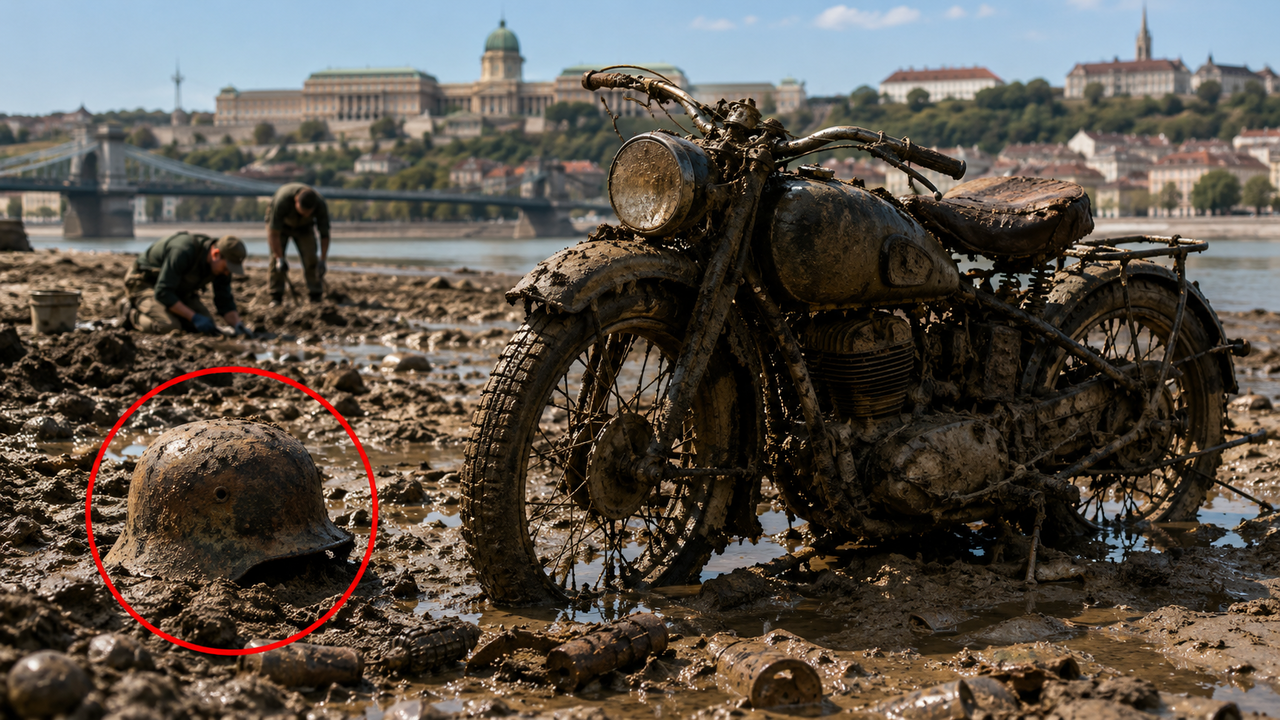 Após 80 anos, Danúbio revela motocicleta e restos de soldados da Segunda Guerra Mundial