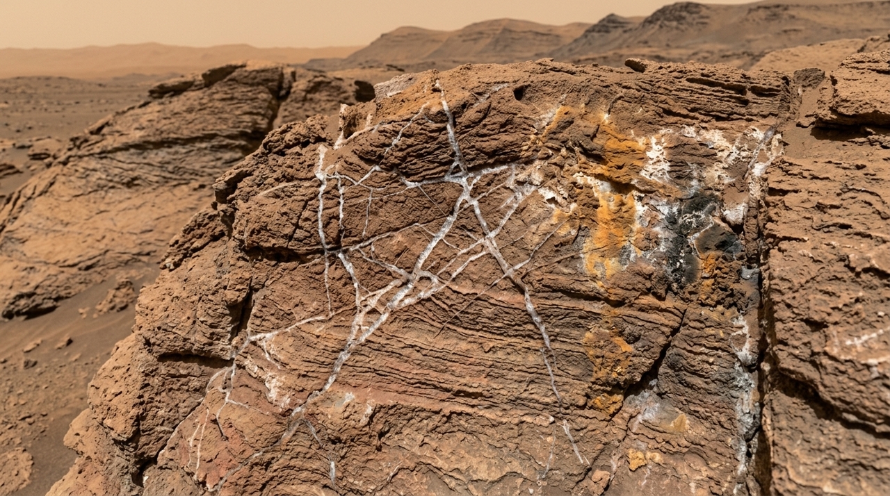 Uma rocha apelidada de Cheyava Falls apresenta compostos orgânicos e minerais formados em contato com água. A NASA avalia se os sinais podem indicar vida antiga