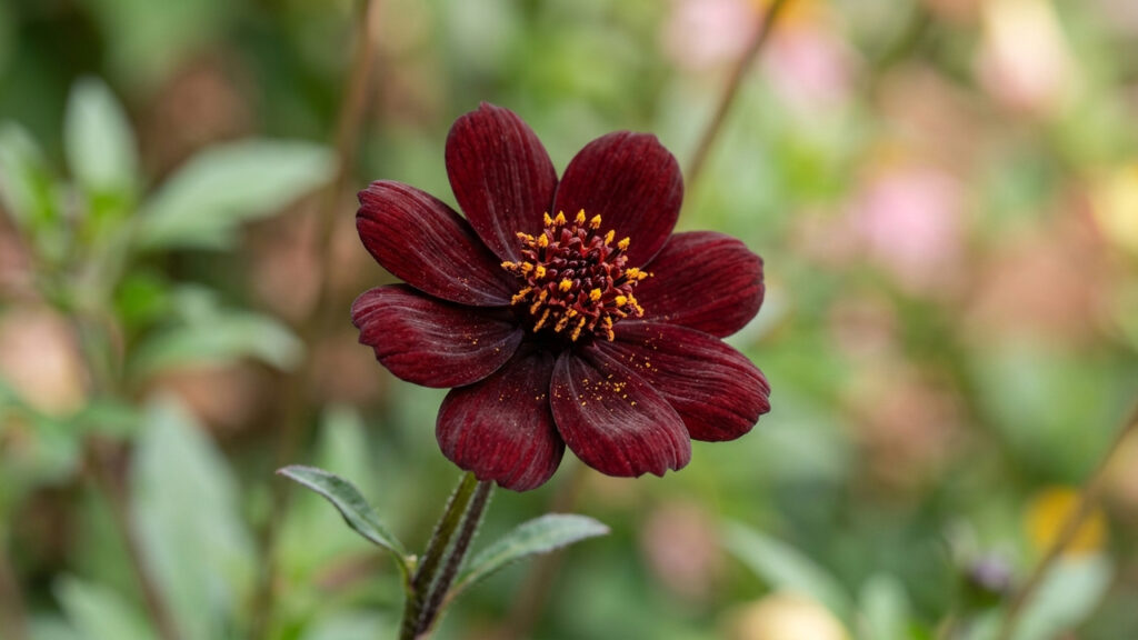 Essa flor exótica nativa do México tem cheiro puro de chocolate ao leite e encanta quem passa perto com suas pétalas aveludadas de cor escura