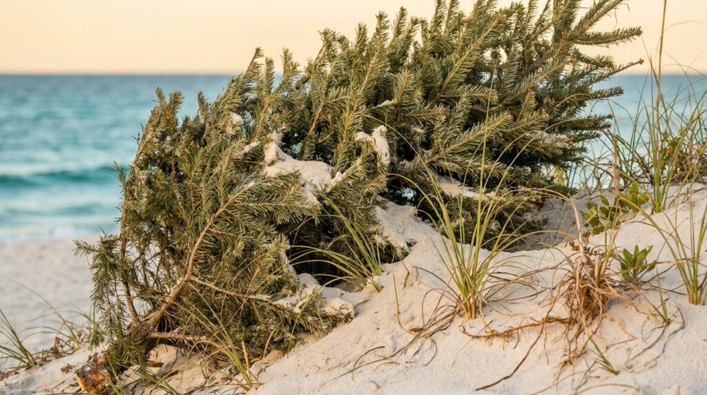 Em 2021, estudantes começaram a colocar árvores de Natal descartadas ao longo das dunas da Costa do Golfo para prender areia; a cada ano, cerca de 200 estudantes agora adicionam aproximadamente 3.000 plantas nativas ao redor delas