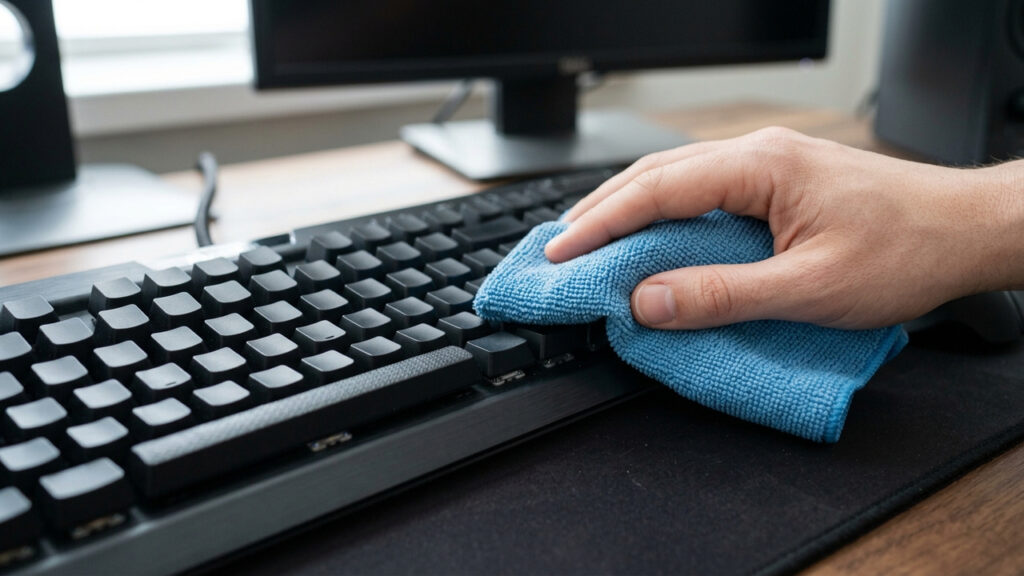 Misturar álcool isopropílico com água destilada: a solução de secagem rápida perfeita para limpar teclados, mouses e telas sensíveis de TV