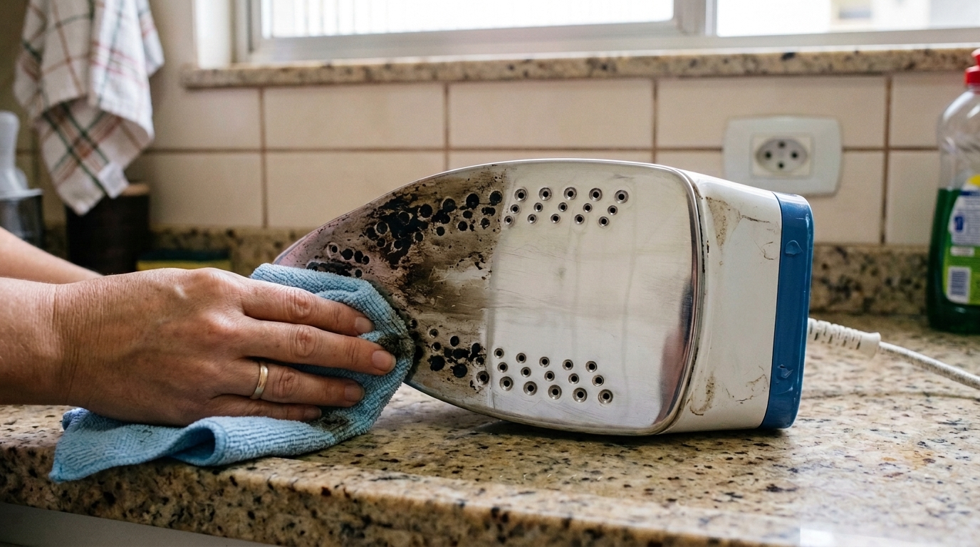 Nem água sanitária nem esponjas: a maneira ideal de limpar a base do ferro de passar e desentupir os orifícios de vapor