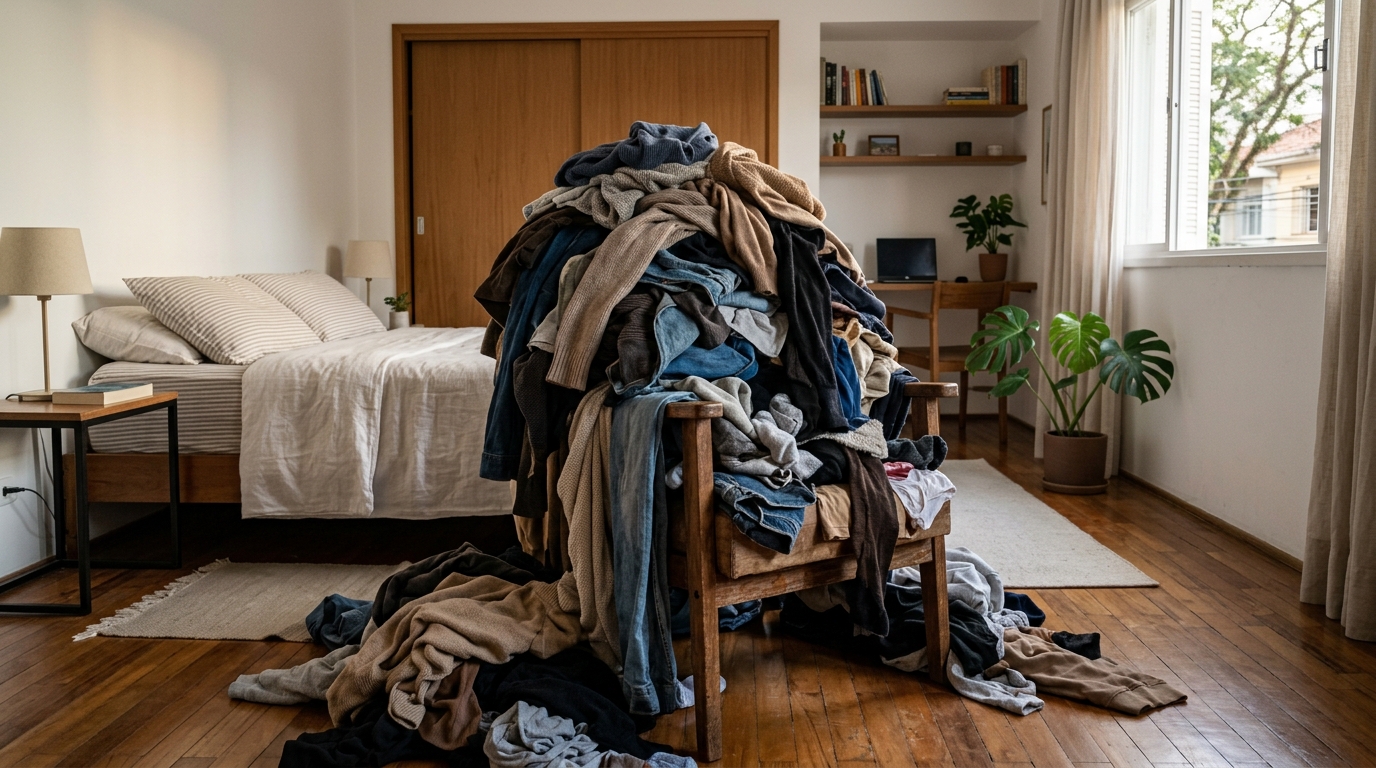 A psicologia afirma que as pessoas que deixam roupas sobre uma cadeira não são desordenadas, mas respondem a uma lógica funcional do cérebro para criar um ponto intermediário prático