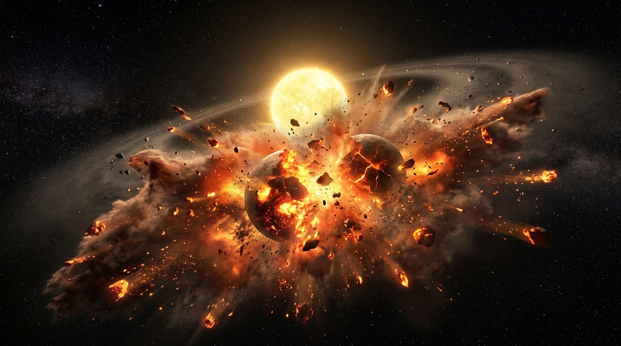 Astrônomos acabaram de observar dois planetas colidindo um com o outro a 11.000 anos-luz de distância