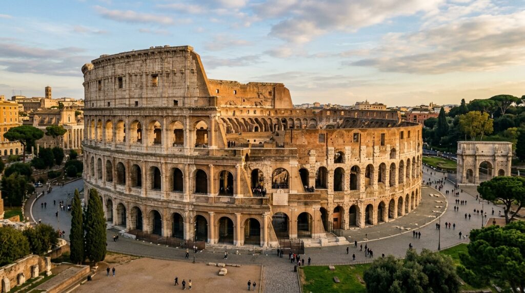 Construído no século I d.C. para receber batalhas de gladiadores e grandes espetáculos públicos, o Coliseu de Roma tornou-se um dos maiores símbolos do Império Romano e da história da humanidade