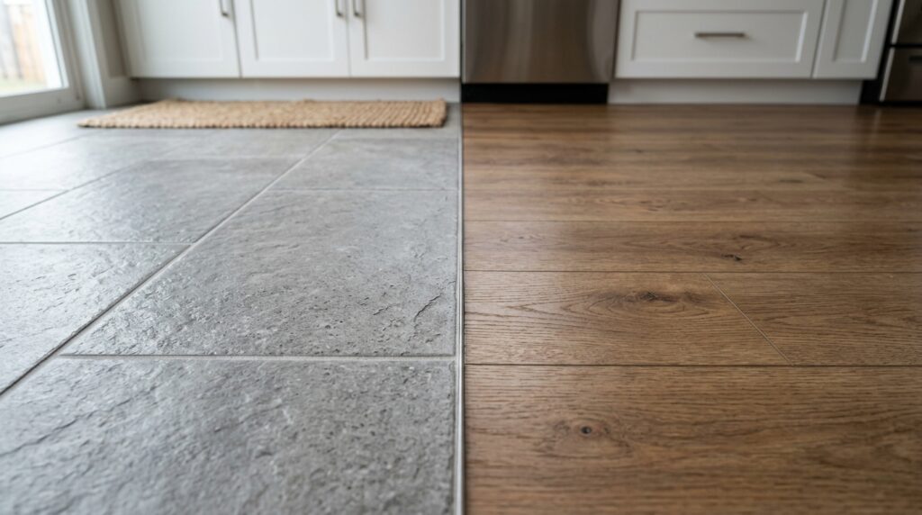 O que escolher para a cozinha: porcelanato, vinílico ou cerâmica? A escolha certa depende da umidade, da limpeza e da rotina da casa