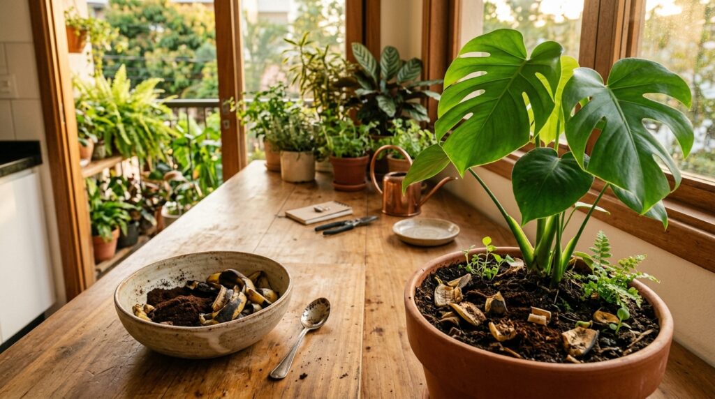 Colocar borra de café com casca de banana ao redor das plantas: para que serve e por que jardineiros recomendam