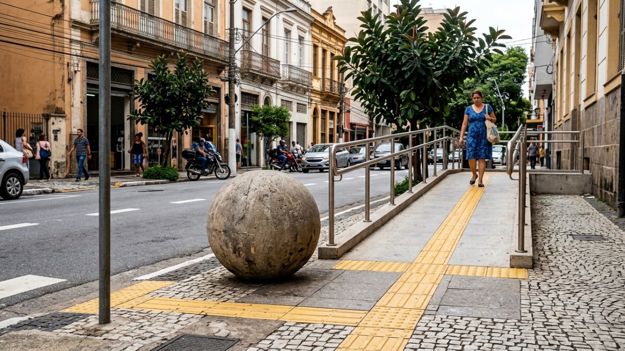 Bolas de concreto nas calçadas: para que servem essas estruturas e por que elas são importantes para os pedestres