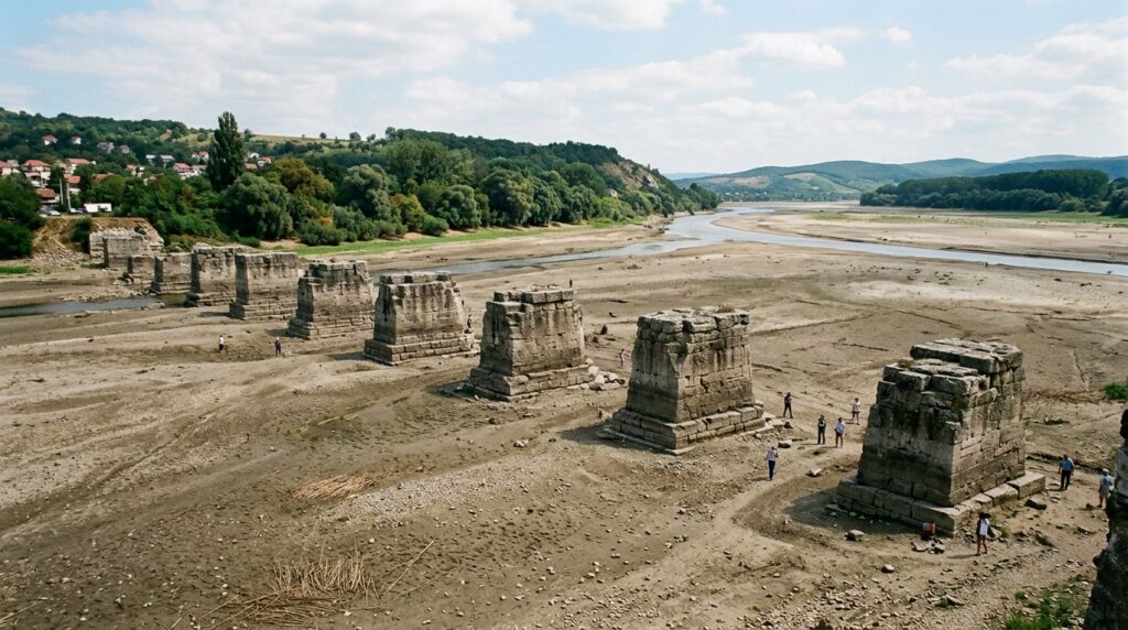 Baixo nível do Danúbio revela fundações da ponte de Constantino com quase 1.700 anos