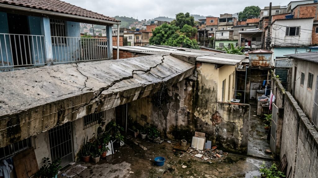 Morador convive por 3 anos com a laje trincada do vizinho pingando sobre seu quintal, aciona a Justiça pela ameaça de ruína e o dono é obrigado a reformar e ainda pagar R$ 8 mil pelos danos já causados