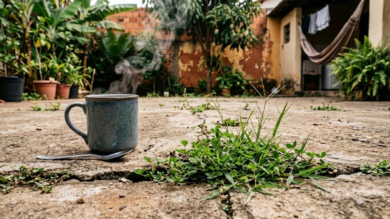 Coloque um copo de água sobre o chão: o truque de 5 minutos que ajuda a eliminar ervas daninhas entre pisos e calçadas