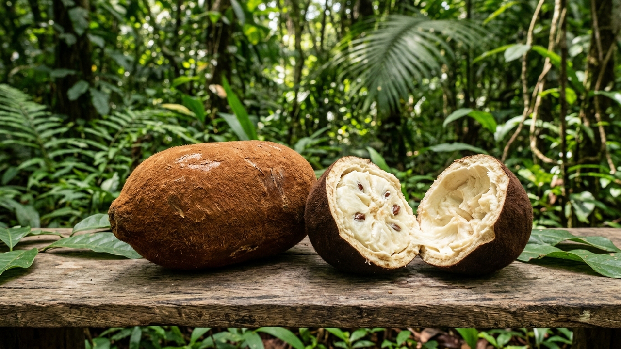 Conhecido como o cacau da floresta: a fruta de casca dura marrom esconde uma polpa branca azedinha que faz o melhor suco tropical do país