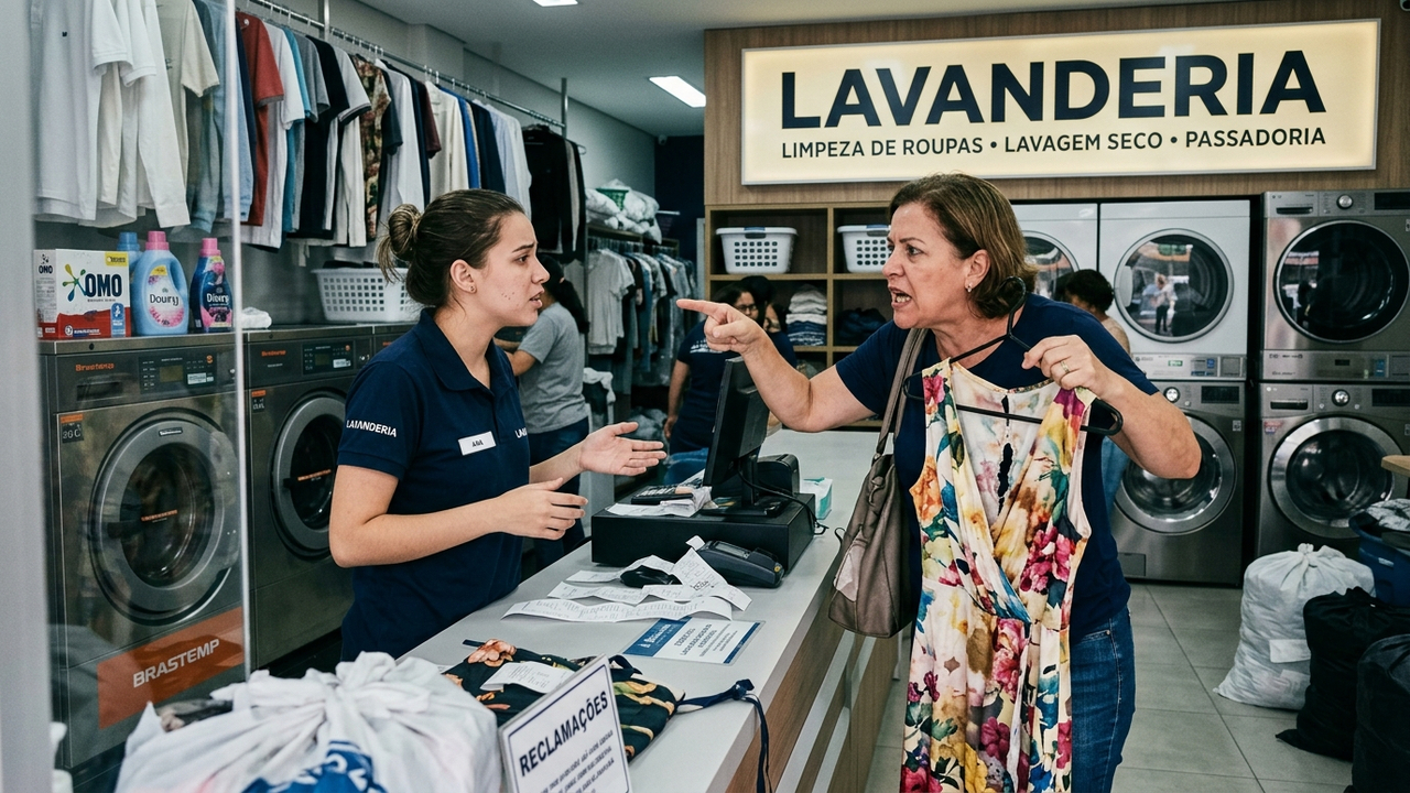 Lavanderia mancha vestido de R$ 3 mil, tenta indenizar cliente com o valor do serviço de R$ 80 e Justiça obriga o pagamento integral da peça
