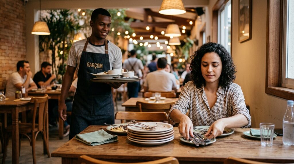 Os especialistas em psicologia dizem que as pessoas que costumam ajudar os garçons a limpar a mesa não são apenas gentis: elas têm uma maior consciência social do que outras