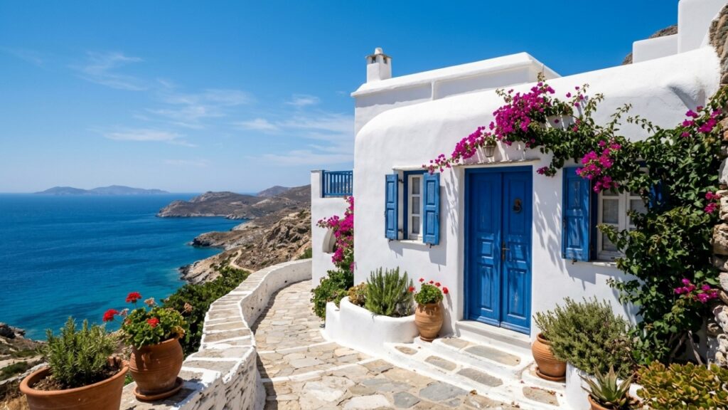 Por que os gregos pintam portas e janelas de azul? Não é apenas decoração, mas uma tradição com função mais importante do que parece