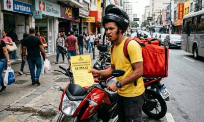 Entregador de comida leva multa de R$ 293 por parar moto na calçada durante 4 minutos para fazer uma entrega, recorre com foto do local e descobre que pode anular a autuação se provar que não havia vaga regulamentada em 50 metros