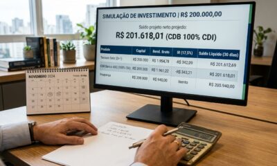 Quanto rende R$ 200.000 investidos por 30 dias em renda fixa em agosto de 2026?