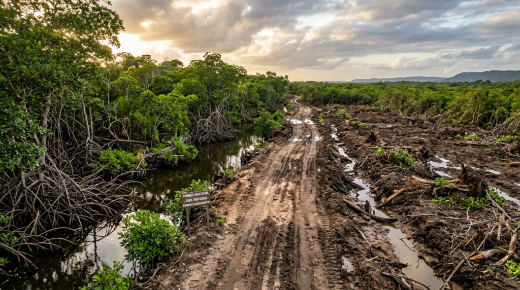 Homem de 74 anos abre uma estrada de 2 km dentro de um parque nacional só para chegar de carro ao ponto de pesca, destrói 19 mil metros quadrados de mangue e recebe multa de R$ 145 mil mais a ordem de recuperar tudo por conta própria
