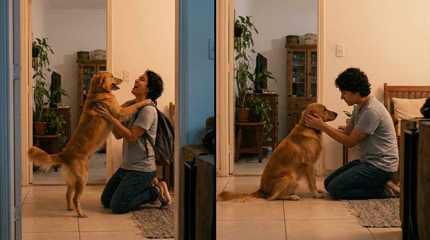 Especialistas em adestramento canino concordam: "Cumprimentar seu cachorro ao entrar em casa é a semente da má educação."