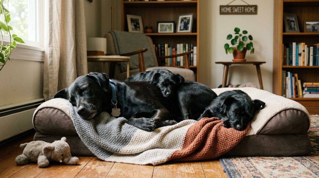 Cachorra resgatada encontra o lar perfeito e ganha uma família inteira de cães que se parecem com ela